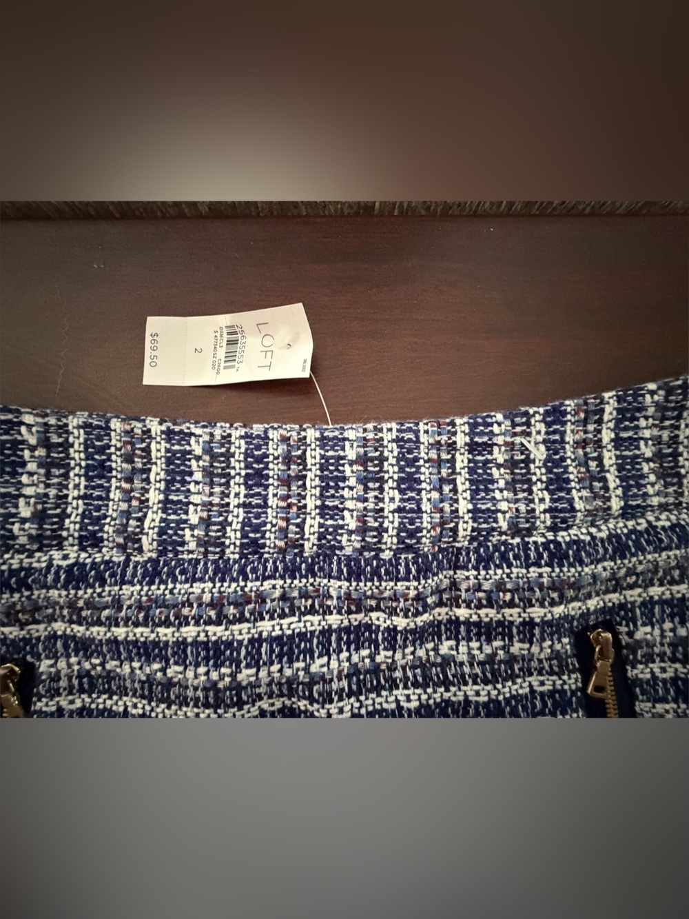 Loft Tweed mini skirt, navy, black, white, size 2, NWT - Picture 4 of 10